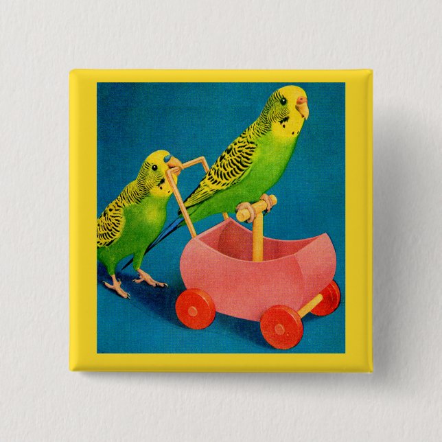 two parakeets button (Front)