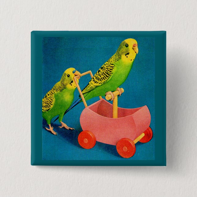 two parakeets button (Front)
