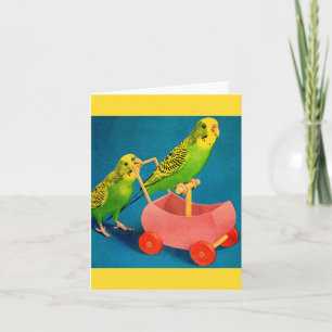 two parakeets note card