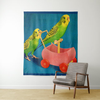 two parakeets tapestry