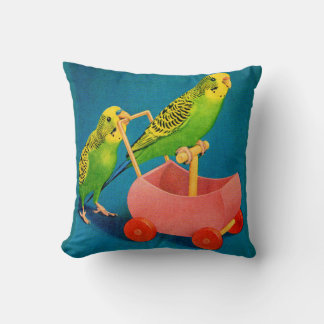 two parakeets throw pillow
