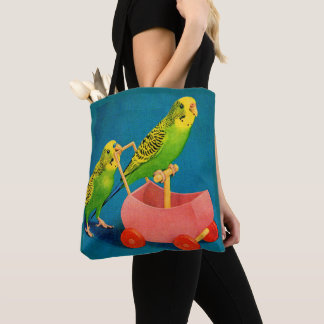 two parakeets tote bag