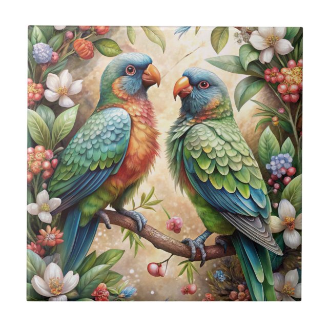 Two Parrots Ceramic Tile (Front)