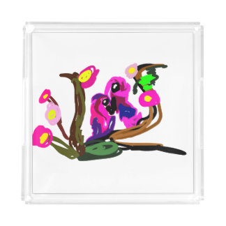 Two parrots live  acrylic tray