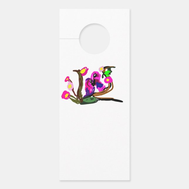Two parrots live  door hanger (Front)