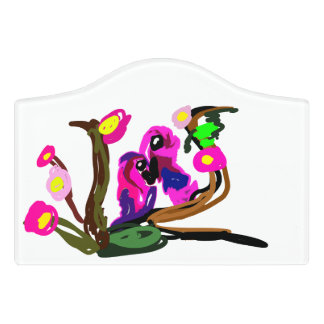 Two parrots live  door sign