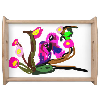 Two parrots live  serving tray