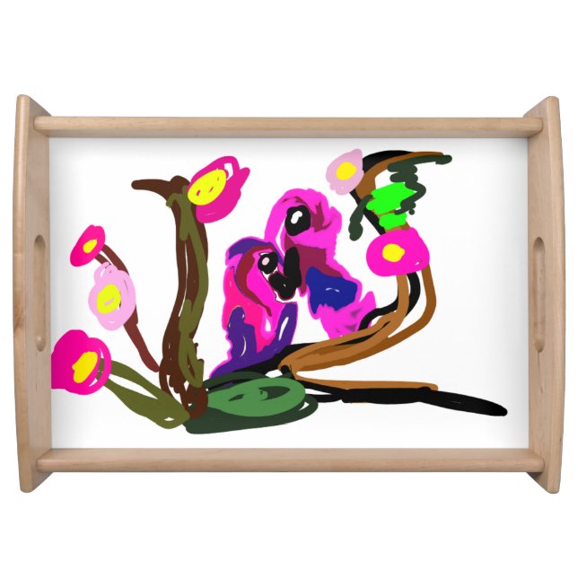 Two parrots live  serving tray (Front)