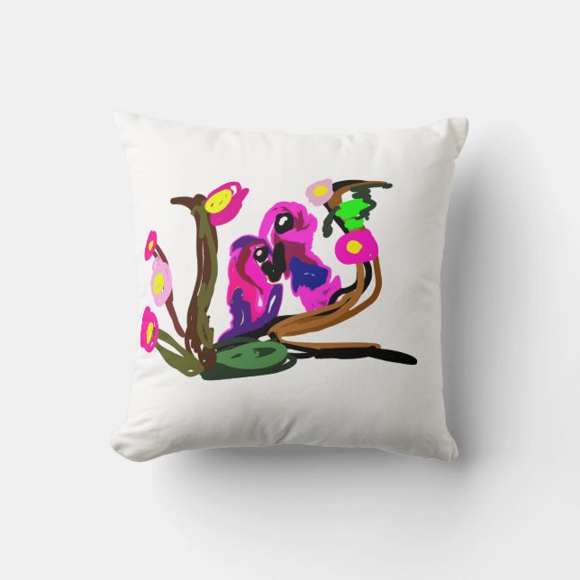 Two parrots live  throw pillow (Front)