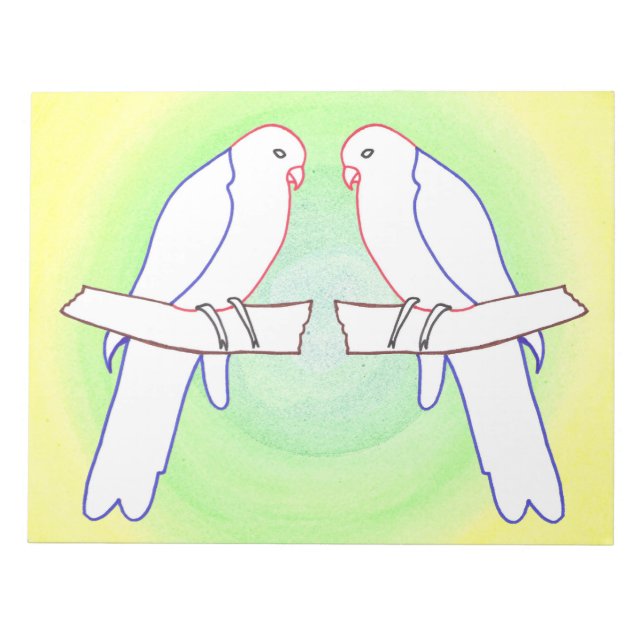 Two Parrots Outlines Coloring Sheets Notepads (Front)
