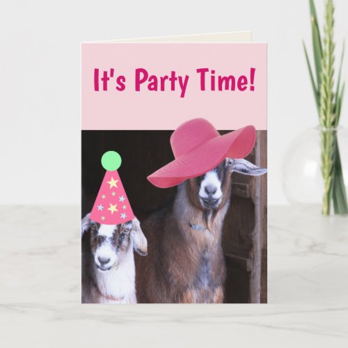 Two Party Goats Funny Birthday Card
