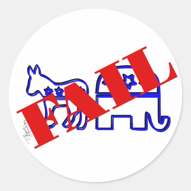 Two Party System Fail Classic Round Sticker (Front)