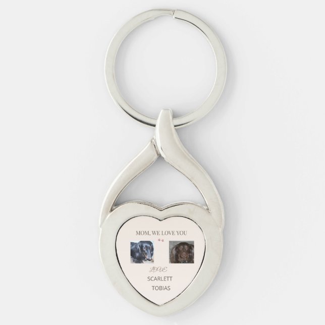 Two Paws Fill Mom's Heart With Love Keychain (Front)