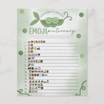 Two Pea In Pod Baby Shower Emoji Pictionary Game Flyer by PerfectPrintableCo at Zazzle
