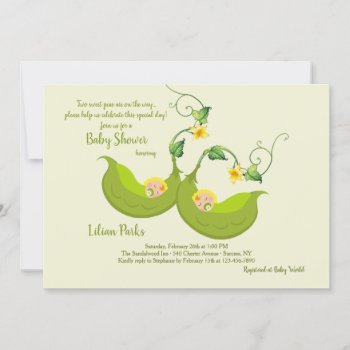 Two Pea Pods Baby Shower Invitation by CottonLamb at Zazzle