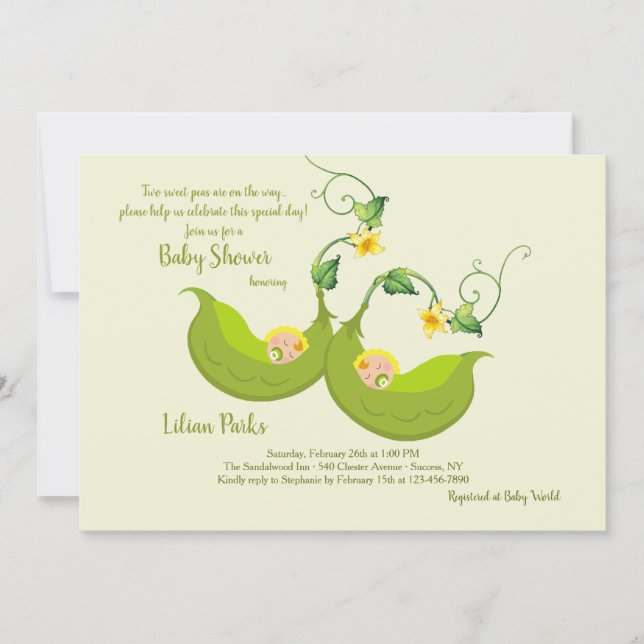 Two Pea Pods Baby Shower Invitation (Front)