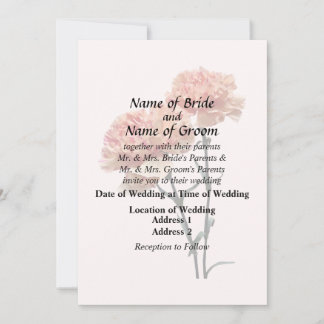 Two Peach and Pink Carnations Invitation