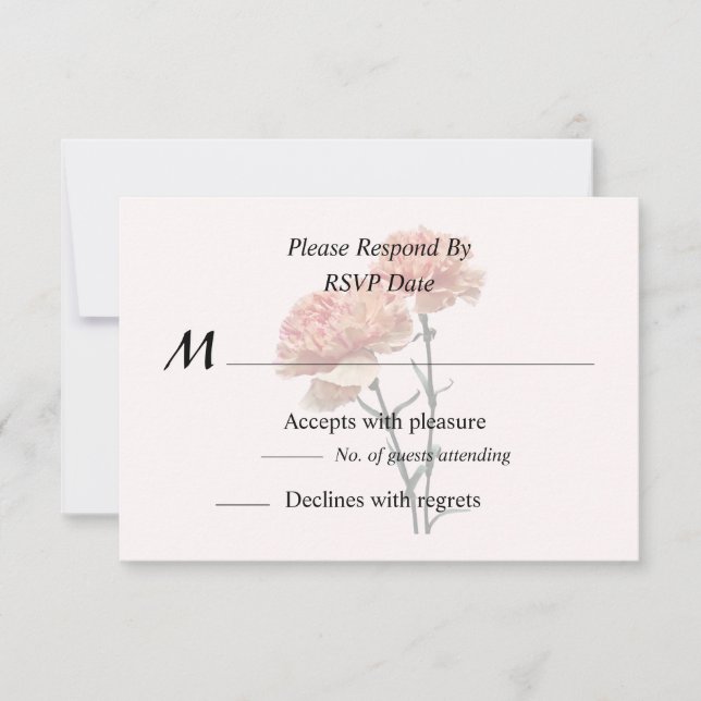 Two Peach and Pink Carnations RSVP Card (Front)