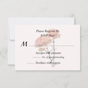 Two Peach and Pink Carnations RSVP Card