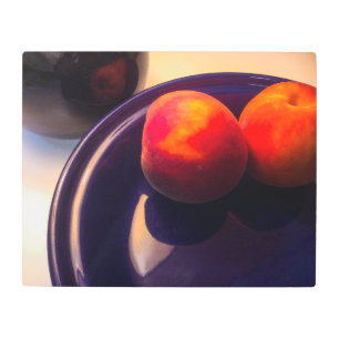Two Peaches Still Life Metal Wall Art