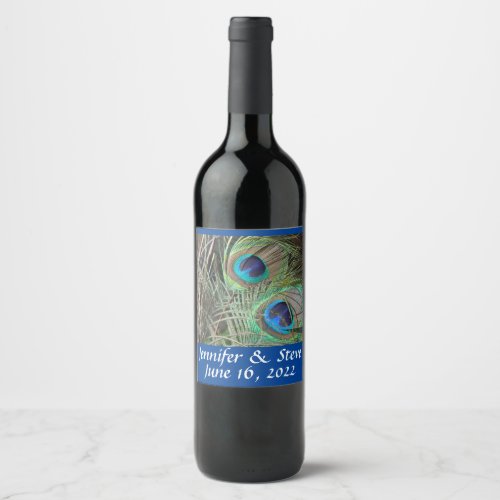 Two Peacock Feathers Birds of a feather Customize  Wine Label