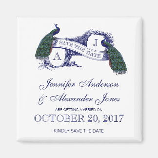 Two Peacocks | Rustic Save the Date Magnet