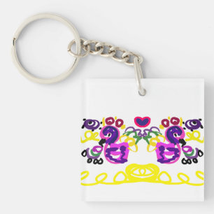 Two Peacocks spring Keychain