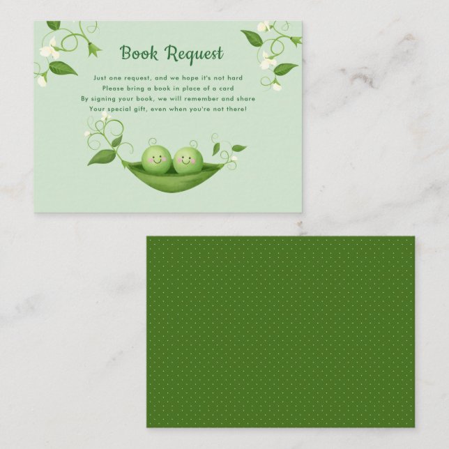 Two Peas Baby Shower Book Request Enclosure Card (Front/Back)
