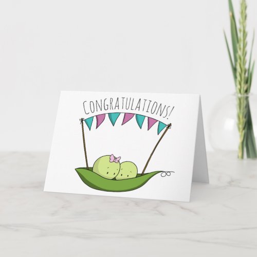 Two Peas Boy and Girl Newborn Congratulations Baby Card