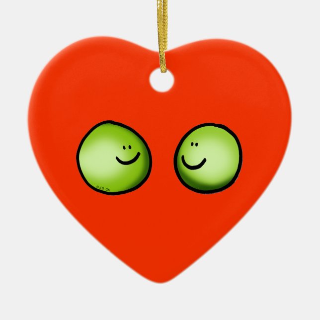 Two peas ceramic ornament (Front)