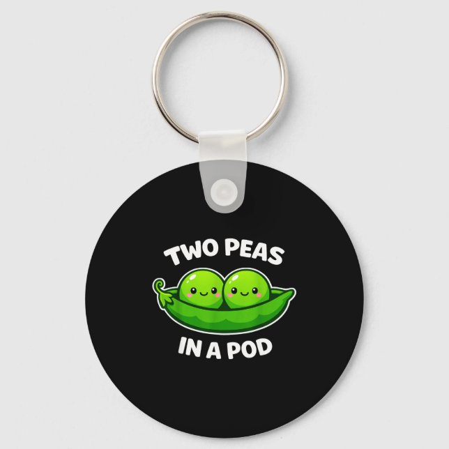 Two Peas In A D Cute Kawaii Funny  Keychain (Front)