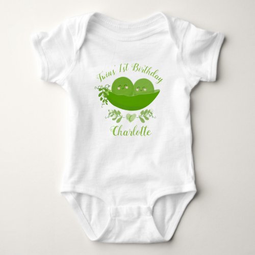 Two Peas in a Pod 1st Birthday Twins Baby Bodysuit