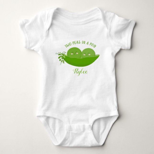 Two Peas in a Pod 1st Birthday Twins Baby Bodysuit (Front)