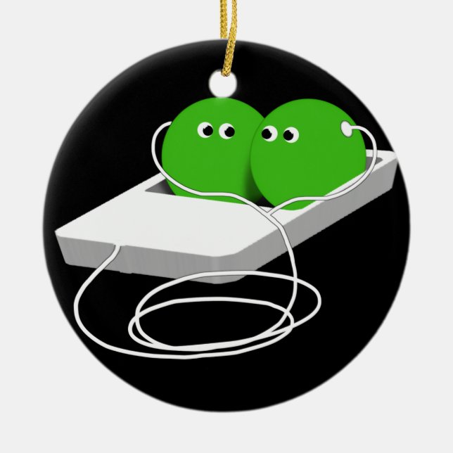 Two Peas In A Pod (Add Your Text) Ceramic Ornament (Front)
