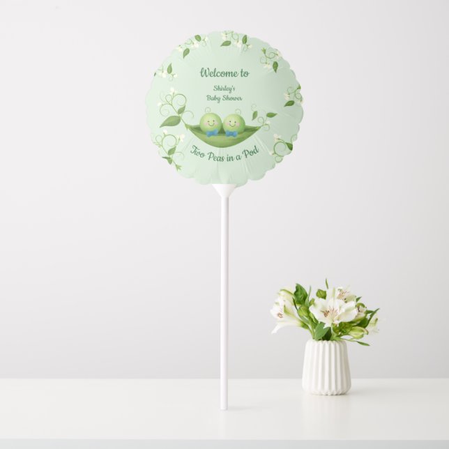 Two Peas in a Pod Baby Boy Shower Balloon (In SItu)