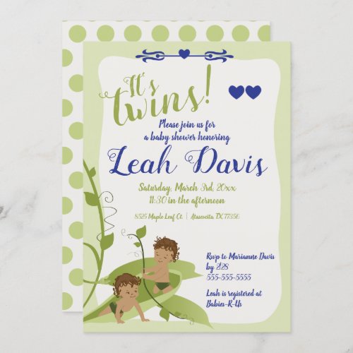 Two Peas in a Pod Baby Boy Shower Invitations