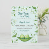 Two Peas in a Pod Baby Boy Shower Twins Invitation (Standing Front)