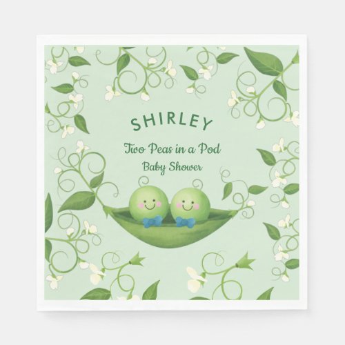 Two Peas in a Pod Baby Boy Twin Shower    Napkins