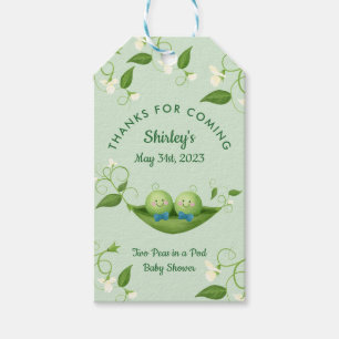 Two Peas in a Pod Baby Boy Twins Shower Gift Tags