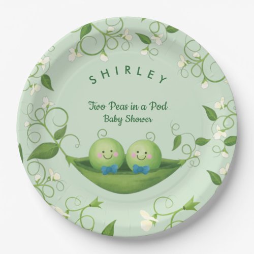 Two Peas in a Pod Baby Boy Twins Shower   Paper Plates
