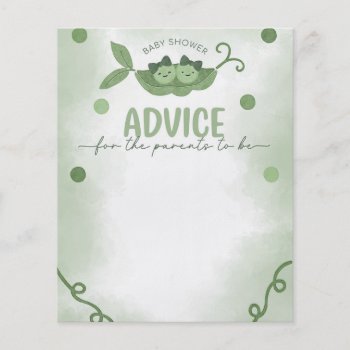 Two Peas In A Pod Baby Shower Advice Card Activity Flyer by PerfectPrintableCo at Zazzle