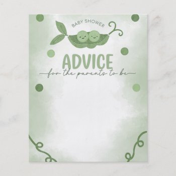 Two Peas In A Pod Baby Shower Advice Card Activity Flyer by PerfectPrintableCo at Zazzle