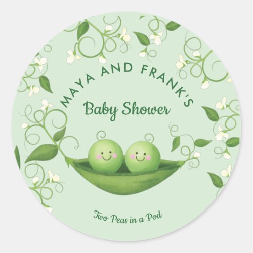 Two Peas in a Pod Baby Shower  Classic Round Stick Classic Round Sticker