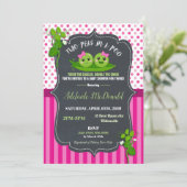 Two Peas in a Pod Baby Shower Invitation for Twins (Standing Front)