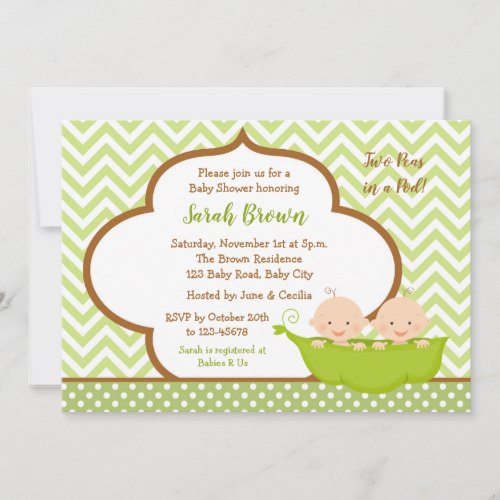 Two Peas in a Pod Baby Shower Invitation Neutral