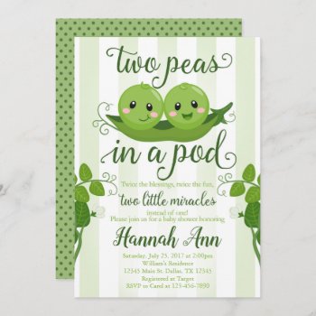Two Peas In A Pod Baby Shower Invitation Sweet Pea by PerfectPrintableCo at Zazzle