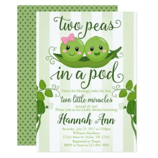 Two Peas in a Pod Baby Shower Invitation Sweet Pea