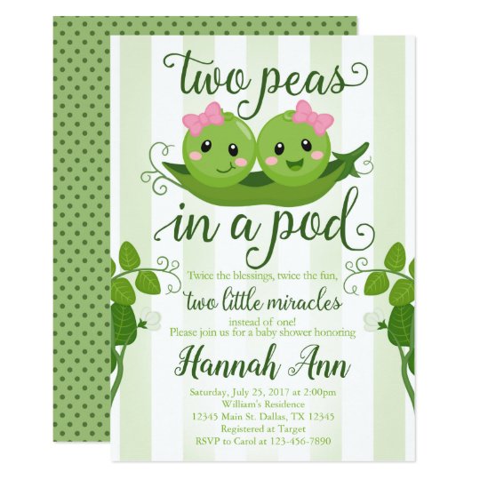 Two Peas in a Pod Baby Shower Invitation Sweet Pea ...