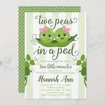 Two Peas In A Pod Baby Shower Invitation Sweet Pea by PerfectPrintableCo at Zazzle