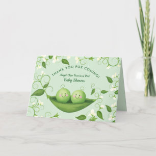 Two Peas in a Pod Baby Shower    Letterpress Thank You Card